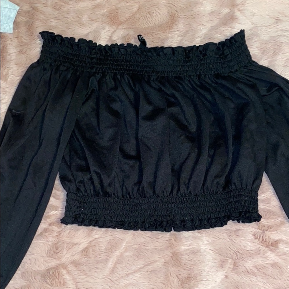 Black off the shoulder crop top